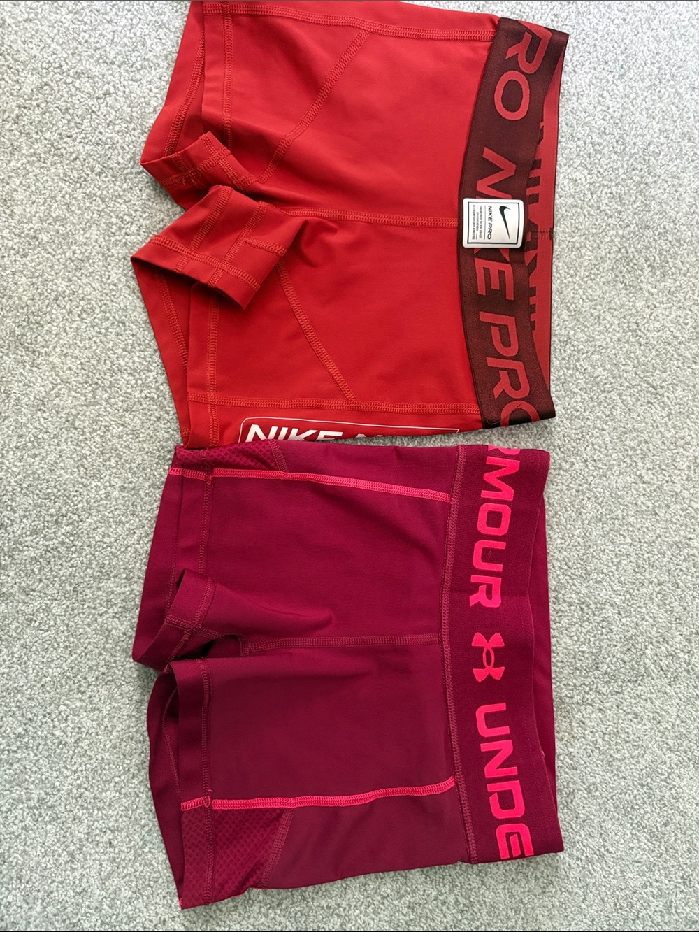 Nike and under armour Compression Shorts with Branded Waistband